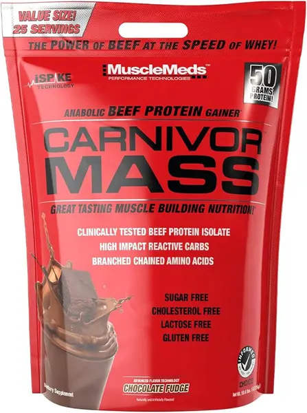 Carnivor Mass Beef Gainer, fudge de ciocolată, 4725 g, Muscle Meds