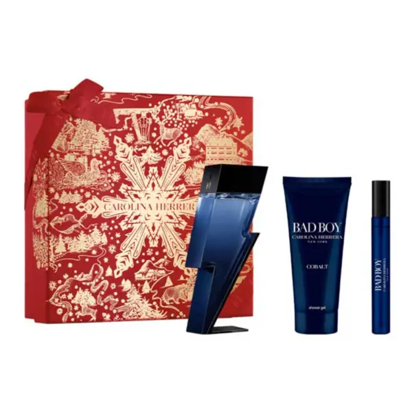 Carolina Herrera Bad Boy Cobalt Elixir Set cadou pentru Bărbați Volum 100 ml EDP + 100 ml gel de duș + EDP 10 ml