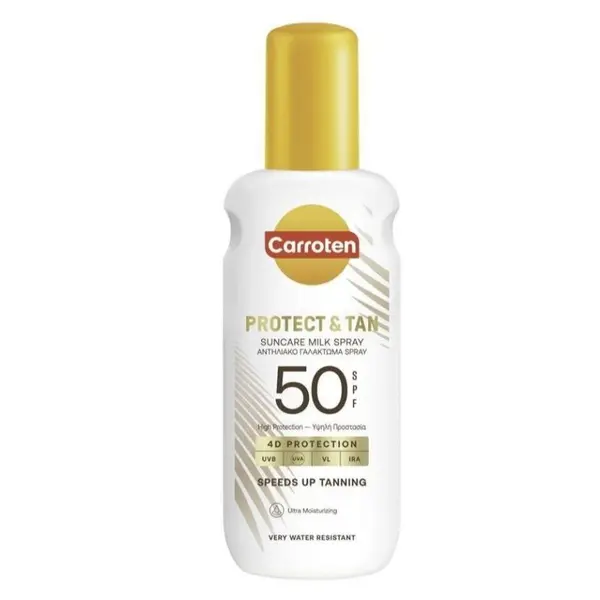 Carroten Protect & Tan Suncare Milk Spray – Lapte de protecție solară sub formă de spray SPF50 Volum 150 ml