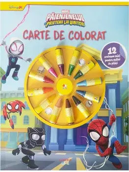 Carte de colorat. 12 creioane mici pentru maini de pitici. Marvel. Paienjenelul si prietenii lui uimitori/***