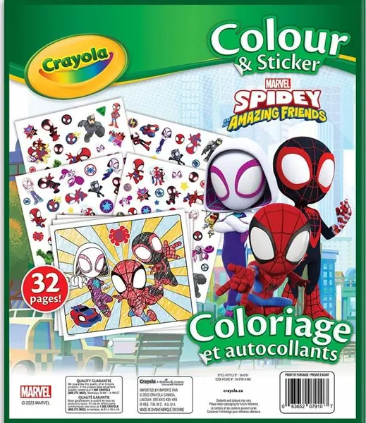Carte de colorat Crayola - Spidey, cu 50 stickere