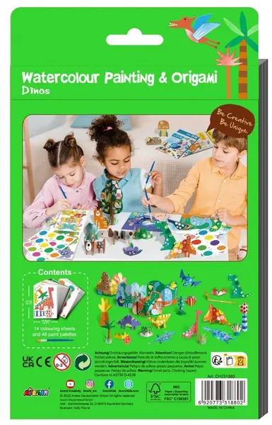 Carte de colorat cu apă Avenir - Dinozauri origami