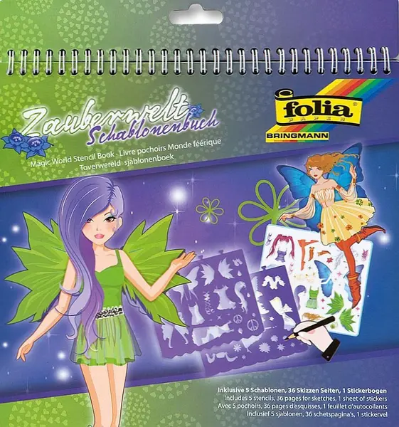 Carte de desen cu stickere si sabloane Folia - O lume magica