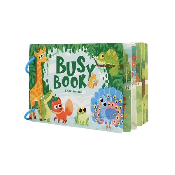 Carte educativă Busy Book, 6 tematici - Animale sălbatice
