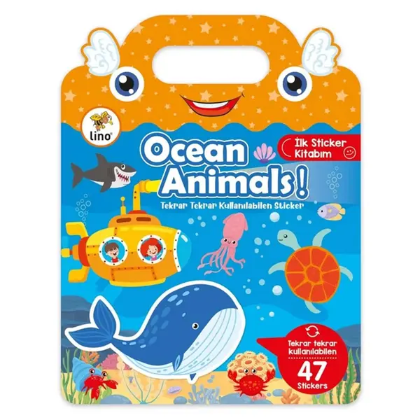 Carte educativa cu stickere reutilizabile - Animale marine (47 piese)