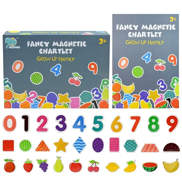 Carte magnetica cu cifre, forme si fructe atasabile