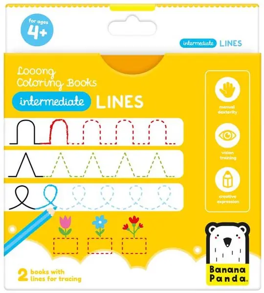 Cărți de colorat Banana Panda Looong Coloring Book - Linii, nivel mediu