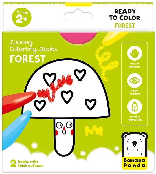 Cărți de colorat Banana Panda Looong Coloring Book - Pădure