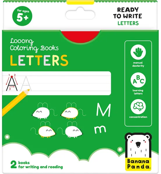Cărți de colorat Banana Panda Looong Coloring Book - Scrisori
