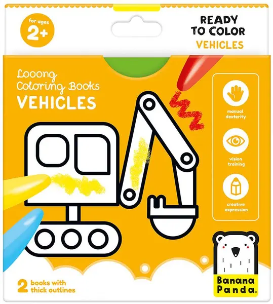 Cărți de colorat Banana Panda Looong Coloring Book -Vehicule