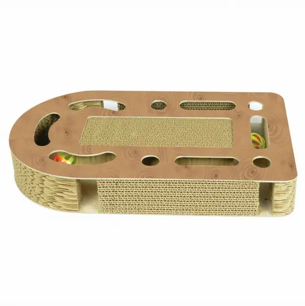 Carton de zgariat pentru pisici, model ScratchPlay, 43.18 24.76 6.35 cm, Maro