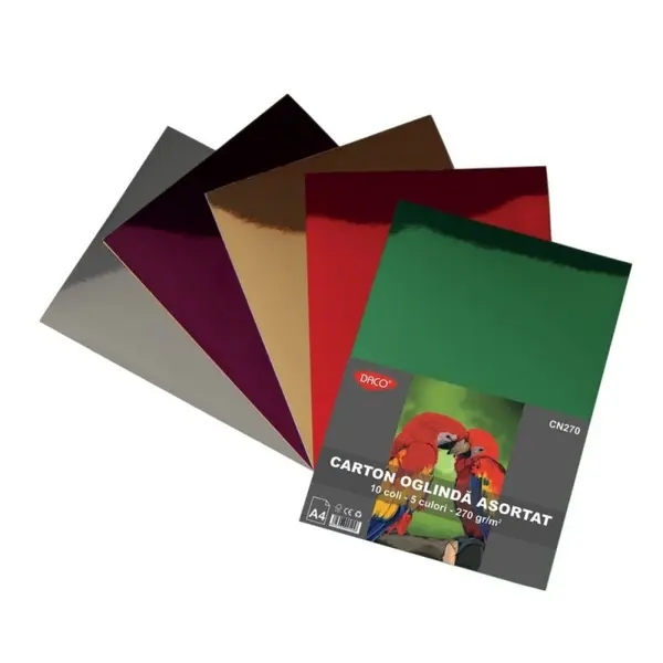 Carton oglinda A4 270g/mp 10coli/set, 5 culori, Daco