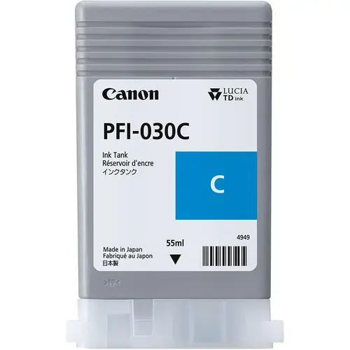 Cartus cerneala Canon PFI-030C, Cyan, capacitate 55ml, pentru Canon imagePROGRAF TA-20, imagePROGRAF TA-30