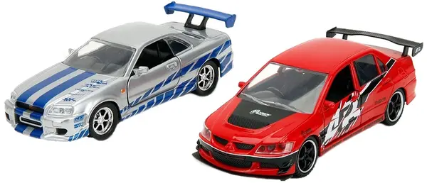 Cărucioare metalice Jada Toys Fast & Furious Legacy - Mitsubishi Lancer Evolution IX/Nissan Skyline GT-R, 1:32