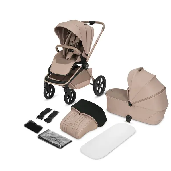 Carucior 2 in 1, Lionelo, Freya, Landou si salteluta ventilate, Pliabil, Reglare spatar-3 pozitii, Suport de picioare-4 pozitii, Maner reglabil-3 pozitii, Adaptori inclusi compatibili cu Cybex, Maxi-Cosi, Kiddy, Avionaut, Sustine 22 kg, 0luni+, Bej