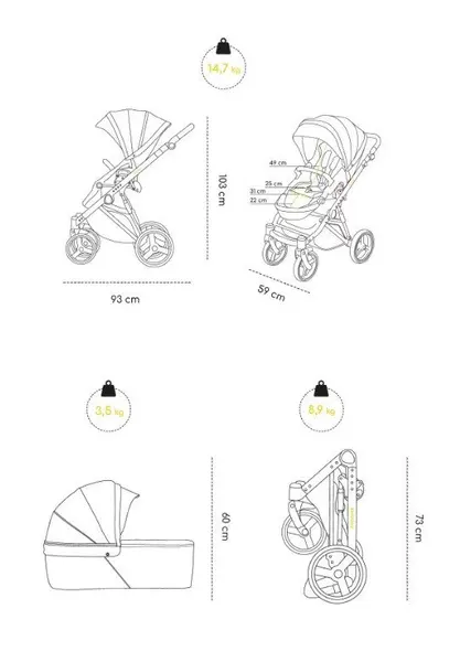 Carucior 2 in 1 Oslo+ Onyx Skiddou Negru
