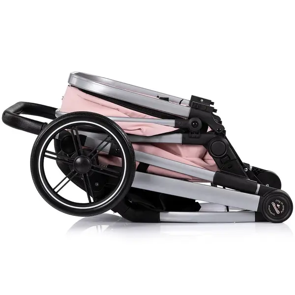 Carucior 2 in 1 pentru copii Chipolino Pearl Powder Pink, transformabil, sezut reversibil, bara detasabila, roti cu suspensii, geanta, greutate admisa 22 kg