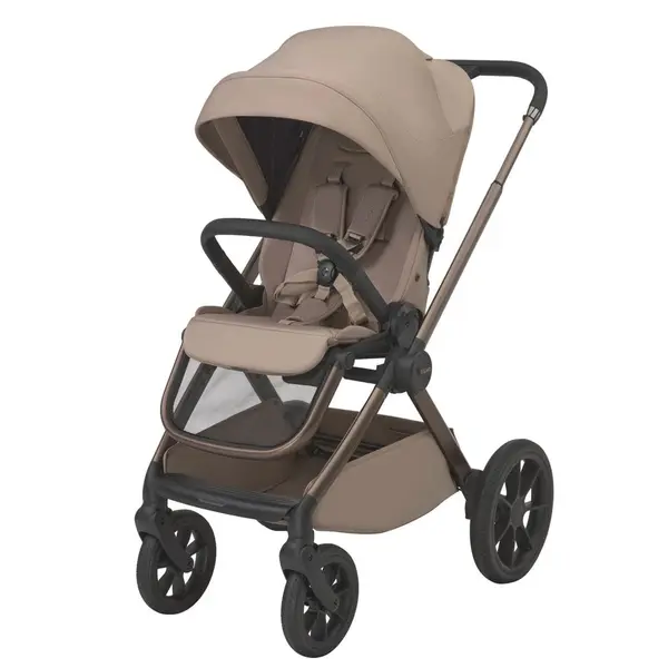 Carucior 2 in 1 pentru copii Espiro Clodi Stylish Beige 0-22 kg, pliabil, cu suspensii, maner reglabil si spatar reglabil