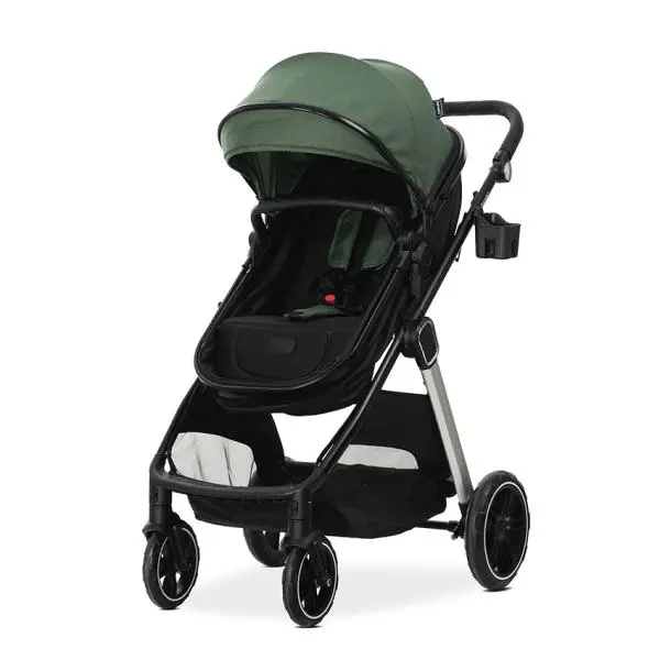 Carucior 2 in 1 pentru copii Lorelli Aspen Green, transformabil, reversibil, cadru din aluminiu, suspensii, adaptori pentru cos auto, geanta, greutate suportata 22 kg