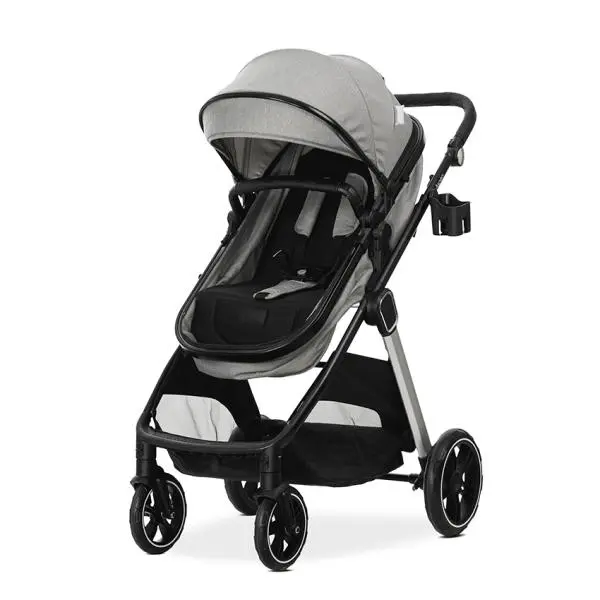 Carucior 2 in 1 pentru copii Lorelli Aspen Grey, transformabil, reversibil, cadru din aluminiu, suspensii, adaptori pentru cos auto, geanta, greutate suportata 22 kg