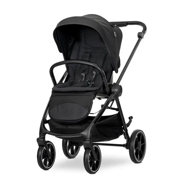 Carucior 2 in 1 pentru copii Lorelli Venice Black, cadru din aluminiu, suspensii, sezut reversibil, geanta, greutate admisa 22 kg