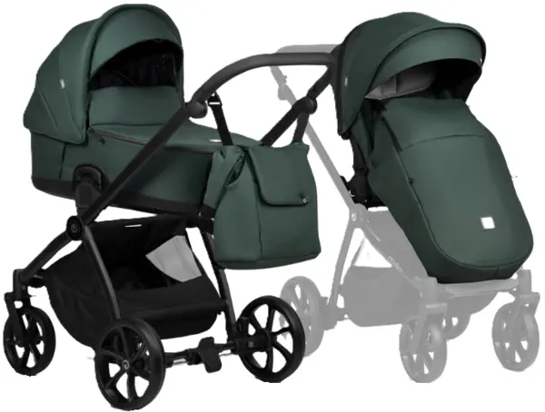 Cărucior 2 în 1 Tutis - Mio 3+, piele ecologica, Pacific Green