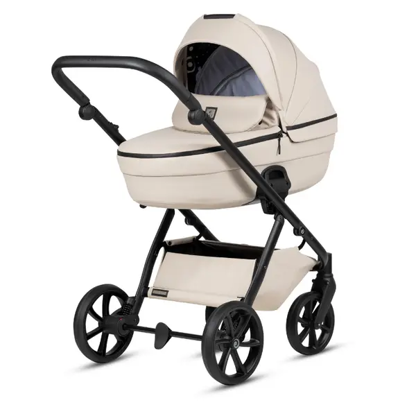 Carucior 2 in 1 Tutis Uno 6+ Latte 151 din piele, sezut reversibil, spatar reglabil, cadru din aluminiu, amortizoare, roti cu blocare, greutate admisa 22 kg