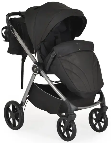 Carucior 3 in 1 Cangaroo Unique, 0 - 22 kg, Cos nou-nascut, Scaun, Scoica auto i-Size 40-87 cm, Geanta de accesorii, Negru