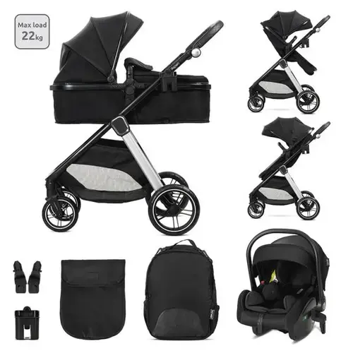 Carucior 3 in 1 Lorelli Aspen, pana la 22 kg, 0 - 36 luni, sasiu aluminiu, Negru