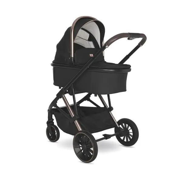 Carucior 3 in 1 pentru copii Lorelli Aria Black, cosulet auto Aria Luxe 40-87 cm inclus, cadru din aluminiu, parte sport reversibila, multiple accesorii, greutate admisa 22 kg