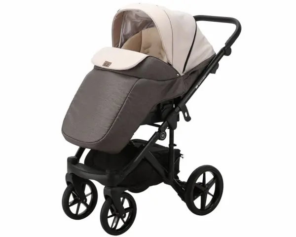 Carucior 4 in 1 Adamex Olivia Full Linen TD2 Sweet Amaretto cu scoica certificata ADAC, baza isofix, suspensii, accesorii