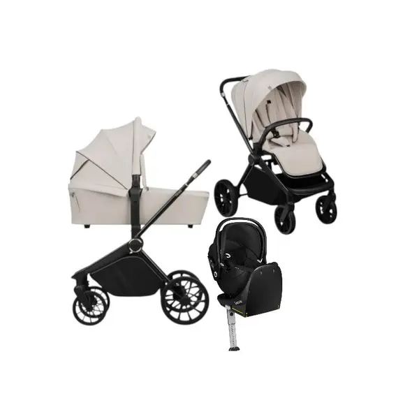 Carucior 4 in 1, Lionelo, Mika Plus, Cu scoica auto Moxie Black Carbon cu baza rotativa 360, Reversibil, Cu sistem de ventilatie 3D, Cu accesorii, Pana la 22 kg, EN1888-1 EN1888-2 EN1466 ECE R129, Bej