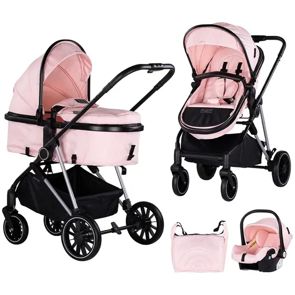 Carucior Chipolino Aura, 3 in 1, pliabil, sport, landou, scoica auto, roz KID063474, la doar 947,00 lei
