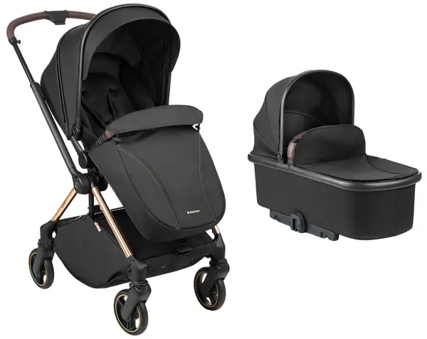 Cărucior combinat 2 in 1 KikkaBoo - Lanah, cu mâner reversibil, negru