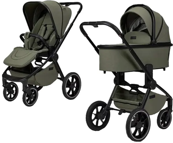 Cărucior combinat 2 în 1 Moon - Resea+, Moss Green Melange