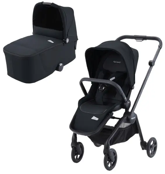 Cărucior combinat 2 în 1 pentru bebeluși Recaro - Duo Sadena Prime, Mat Black