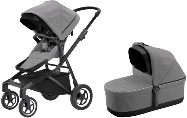 Cărucior combinat 2 în 1 Thule - Sleek, Grey Melange