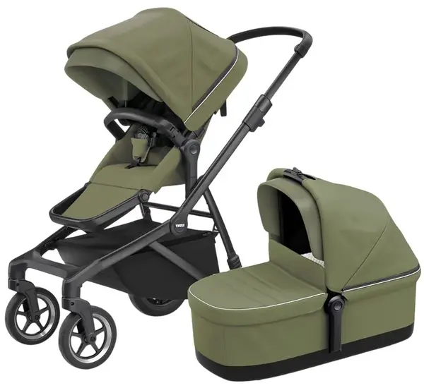 Cărucior combinat 2 în 1 Thule - Sleek, verde deschis/negru