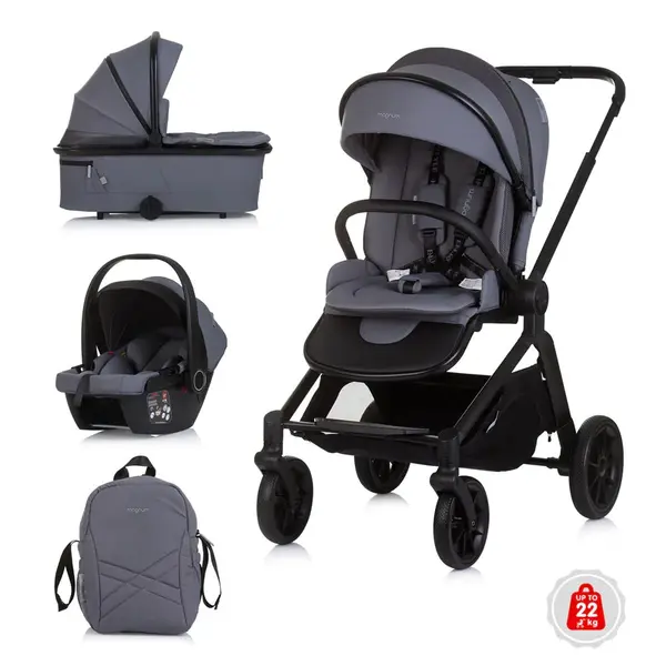 Carucior combinat 3 in 1 cu landou si scoica auto I Size (40-85 cm) Chipolino Magnum 2025 Antracit