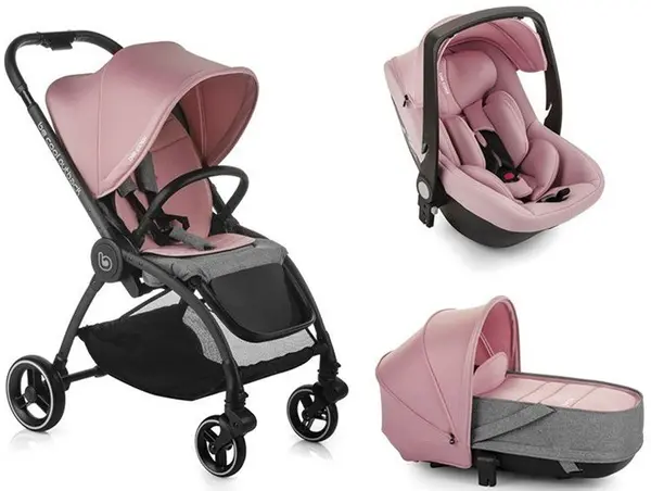 Carucior combinat 3 in 1 Jane - Outback Crib One, Be Solid-Pink