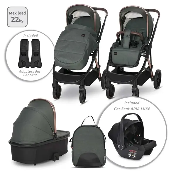 Carucior combinat 3 in 1 Lorelli Aria 2025 Green