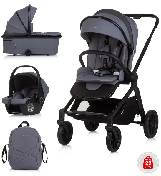 Carucior combinat 3 in 1 pentru bebelusi Chipolino - Magnum , antracit