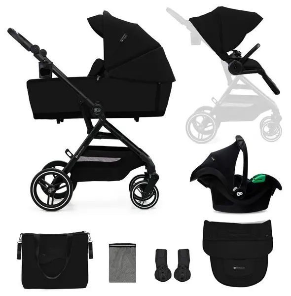 Cărucior combinat 3 în 1 pentru bebeluși KinderKraft - Yoxi, Pure Black