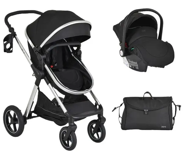 Cărucior combinat pentru bebeluși Moni - Alina, Black-Onyx