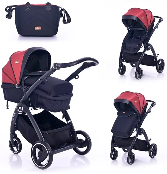 Carucior combinat pentru copii Lorelli - Adria, Black and Red