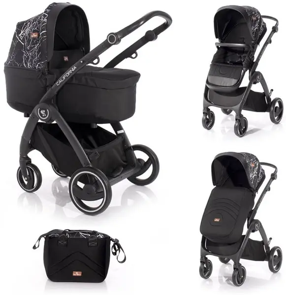Carucior combinat pentru copii Lorelli - California, Black Marble