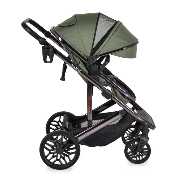 Carucior convertibil 2in1 Moni All Road DarkGreen cu Cadru din aluminiu galvanizat,Roti rezistente cu suspensii,Spatar reglabil,Maner reglabil 6 pozitii inaltime,Copertina XXL,Husa picioare+suport pahar incluse,Pana la 4ani
