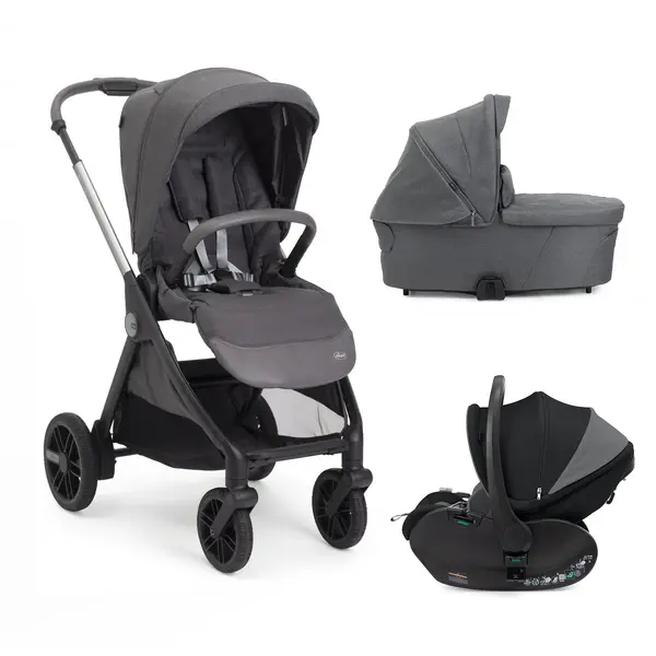 Carucior copii 3 in 1 Chicco Bellagio 2 RESIGILAT, Black Satin (negru), First Seat Recline, 0luni+