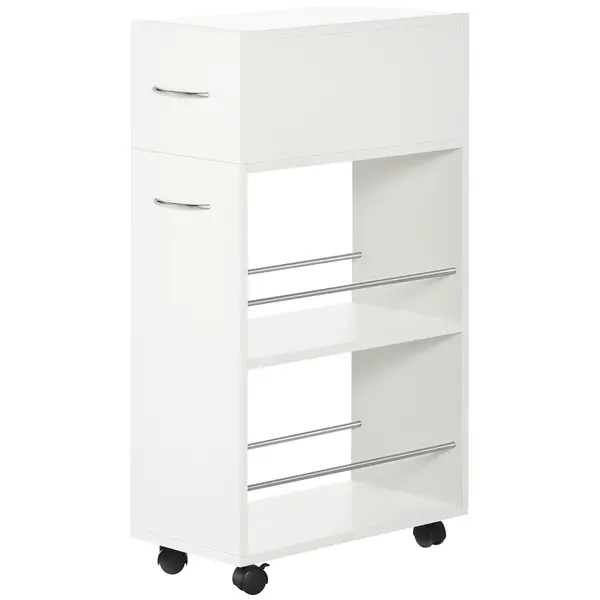 Carucior de bucatarie, carucior de depozitare, dulap cu sertar si rafturi deschise, mobilier de bucatarie HOMCOM | Aosom Romania