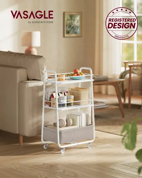 Carucior de depozitare Vasagle Alb 43.2x30.4x81 cm